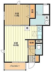 JR中央線 国立駅 徒歩15分の賃貸アパート 1階1LDKの間取り