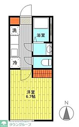 カインドネス小平 202 2階1Kの間取り