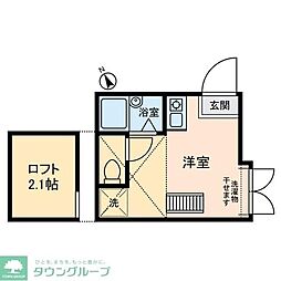 クレスト立川 ワンルームの間取図画像