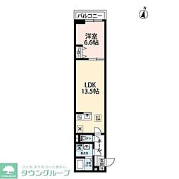 エクセラン柴崎町 1LDKの間取図画像