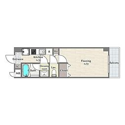 ロイビル国分寺 1Kの間取図画像
