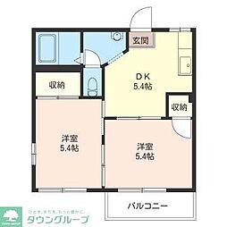 コーポ三起2 2DKの間取図画像