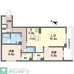 セントリビエ南平 2LDKの間取図画像