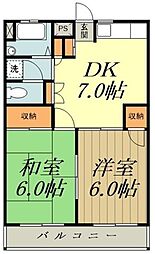 プラムヒル 2DKの間取図画像