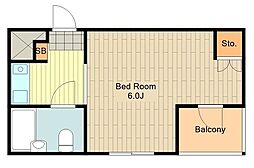 モア国立 ワンルームの間取図画像