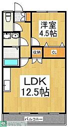 第二庚申コーポ 1LDKの間取図画像