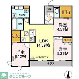 スカイレジデンス 3LDKの間取図画像