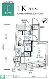 MAXIV国立矢川 1Kの間取図画像