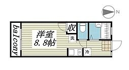 ドゥエル国立 ワンルームの間取図画像