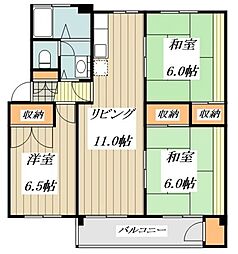 けやき台分譲団地36号棟 3LDKの間取図画像