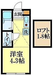 マーベラス国分寺・本多 ワンルームの間取図画像