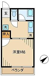 第3白王ハイツ 1Kの間取図画像