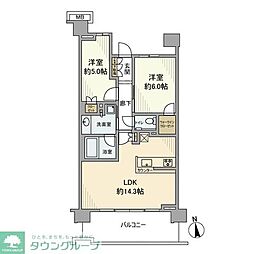 プラウドシティ国立 2LDKの間取図画像