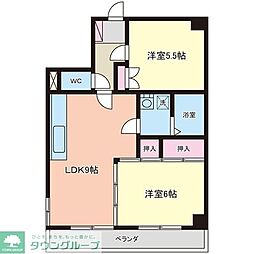 エクシード国立2番館 2LDKの間取図画像