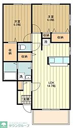 ヴェルドミール1 2LDKの間取図画像