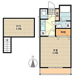 国立グリーンハウス 1Kの間取図画像