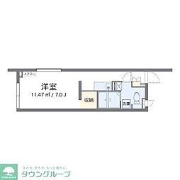アルクアニュースデイ ワンルームの間取図画像