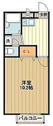 アムールアルブル 1Kの間取図画像