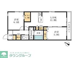 Spica 3階2LDKの間取り