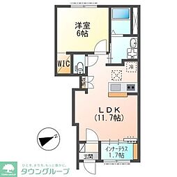 ルナーヴィラージュ 1LDKの間取図画像