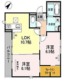 プルミエール大宮七里A 2LDKの間取図画像