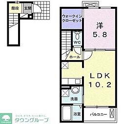 カーサ・セレーノ 1LDKの間取図画像