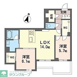 リラフォート 2LDKの間取図画像