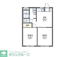 レオパレスサカエ1 2DKの間取図画像