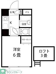 一刻館 1Kの間取図画像