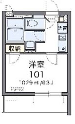 クレイノヌーヴェル・リュンヌ 1Kの間取図画像