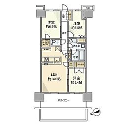 ザ・パークハウス南浦和ガーデン 3LDKの間取図画像