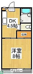 クリード指扇 1Kの間取図画像