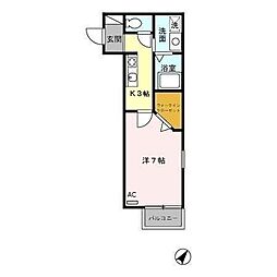 レポワソン 1Kの間取図画像