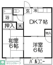 コーポ北部 2DKの間取図画像