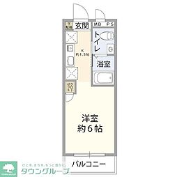 ウッド・ハウス西大宮 1Kの間取図画像