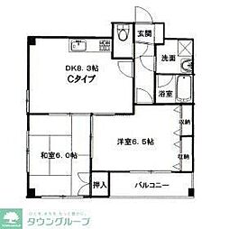 ヴィラ西の台 2DKの間取図画像