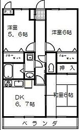 comodo大宮上小第1 2LDKの間取図画像