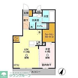 グリーンレジデンスさつき 1LDKの間取図画像