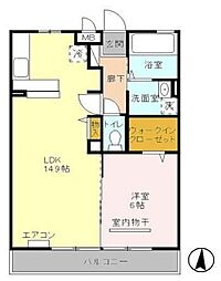 グランシャリオD 1LDKの間取図画像