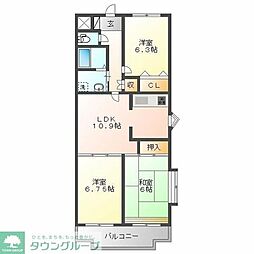 エレガンス春日部 3LDKの間取図画像