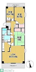 グリーンパーク春日部4番館めーぷる 3LDKの間取図画像