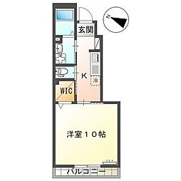 アークハイム 1Kの間取図画像