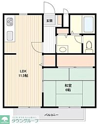 ホワイトビレッジA 1LDKの間取図画像