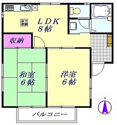 スーリール大宮 2DKの間取図画像