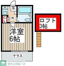 タウンコート大宮 1Kの間取図画像