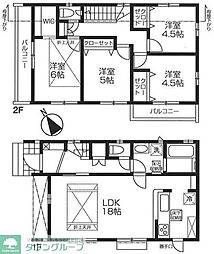 京王線 飛田給駅 徒歩14分の賃貸一戸建て 4LDKの間取り