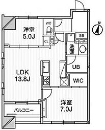 京王井の頭線 明大前駅 徒歩6分の賃貸マンション 6階2LDKの間取り
