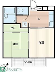 小田急小田原線 喜多見駅 徒歩10分の賃貸アパート 2階2Kの間取り