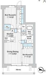 アビティグランデ砧 2LDKの間取図画像