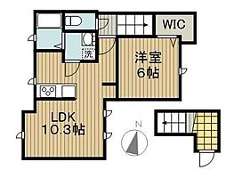 ハウス花梨 1LDKの間取図画像